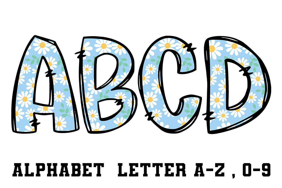 Floral Daisy Alphabet PNG Bundle a-Z 0-9 Graphic by superdong_nu ...