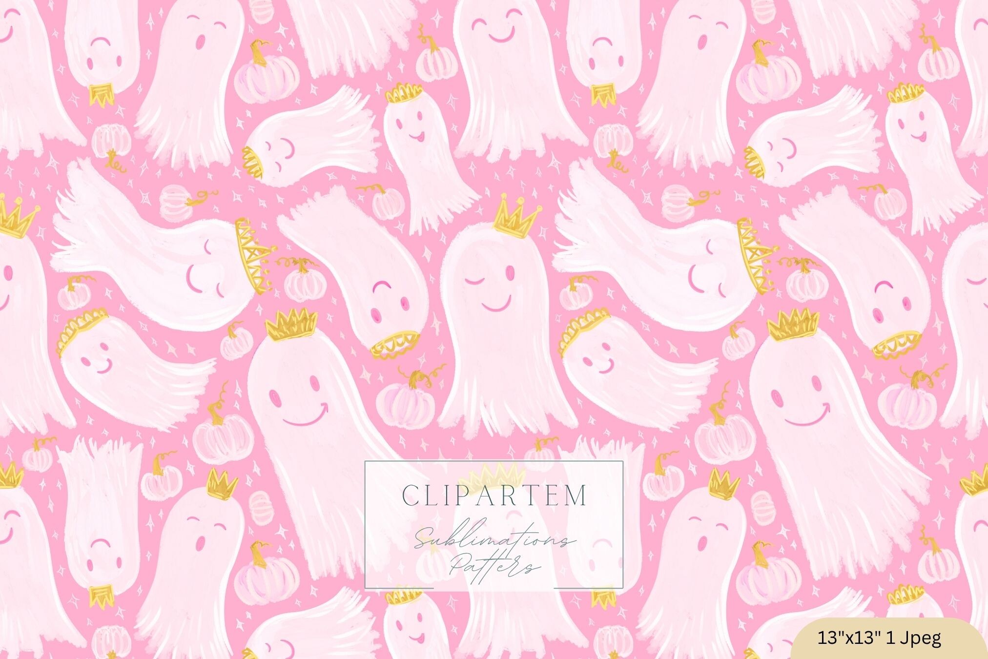Ghost Princess Halloween Pattern Pink Graphic by clipArtem · Creative ...