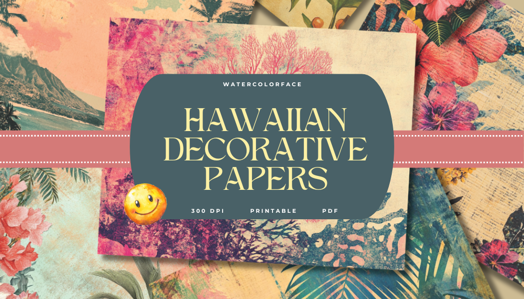 Hawaiian Decorative Junk Journal Papers Graphic by WatercolorFace ...