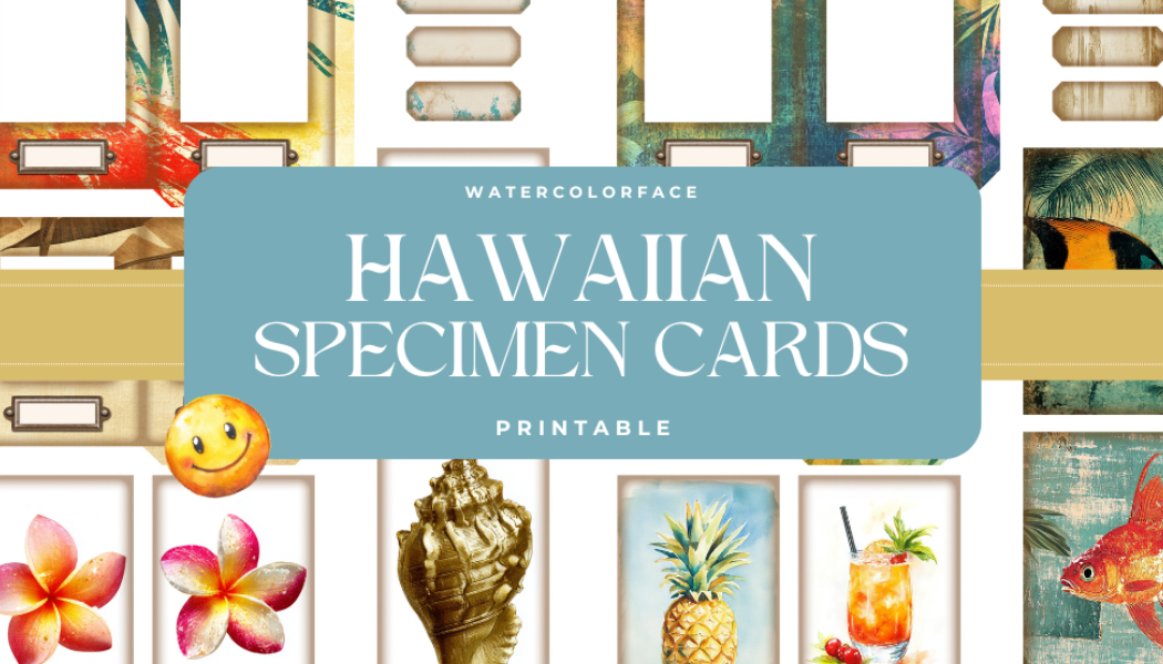Hawaiian Junk Journal Specimen Cards Graphic by WatercolorFace ...
