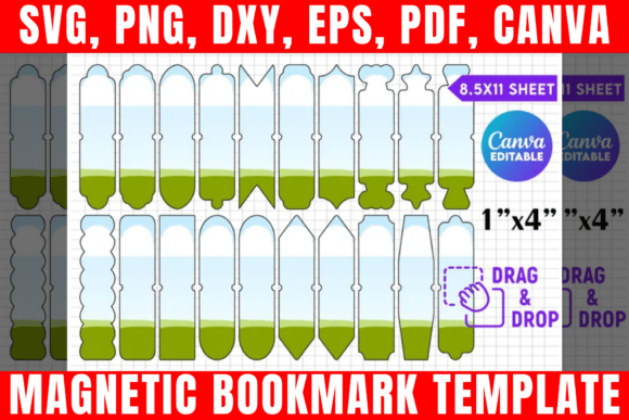 Magnetic Bookmark Template BUNDLE Gráfico Modelos de Impressão Por freshzone228