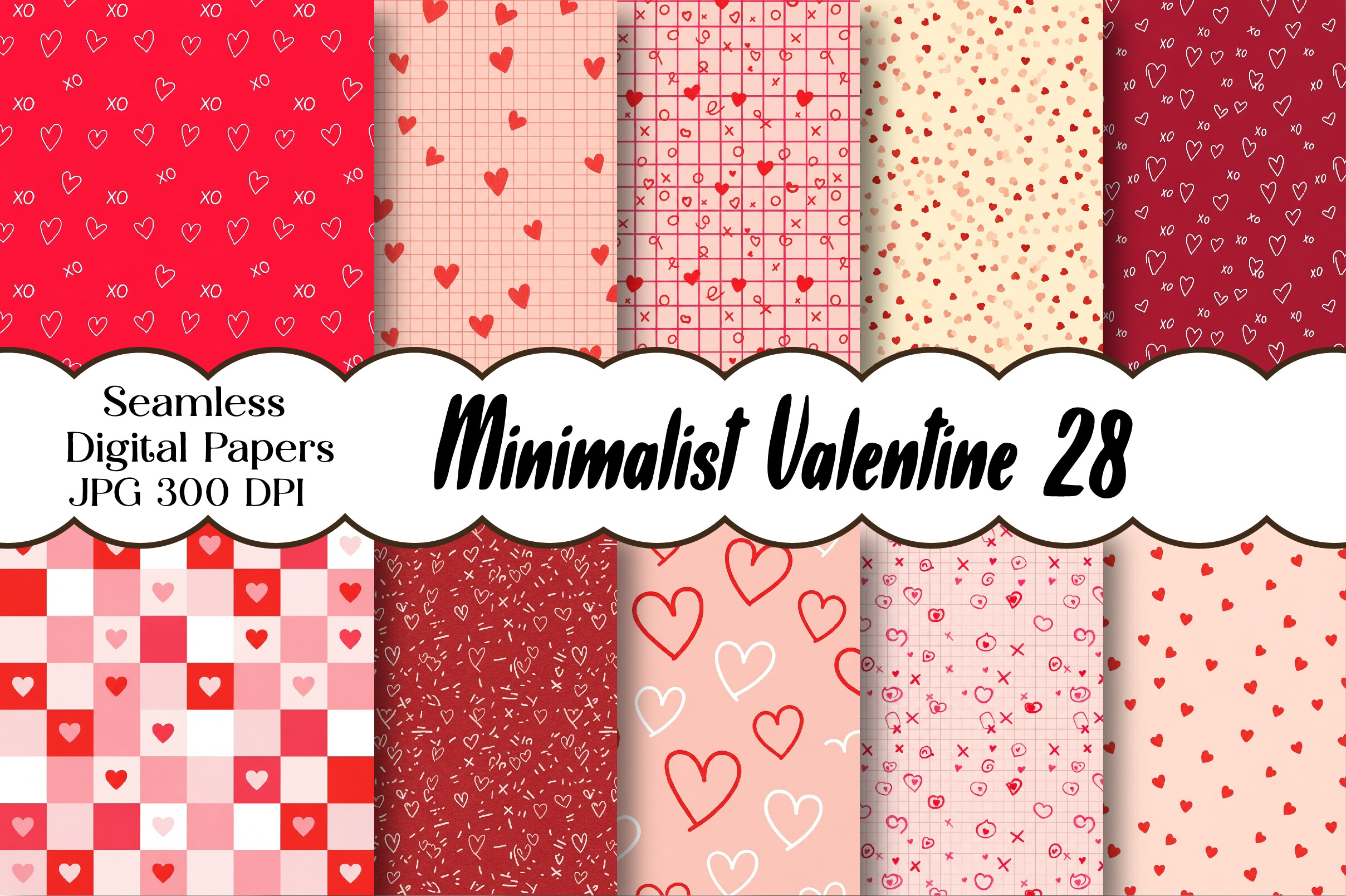 Minimalist Valentine Patterns Pink & Red Graphic by Designstock ...