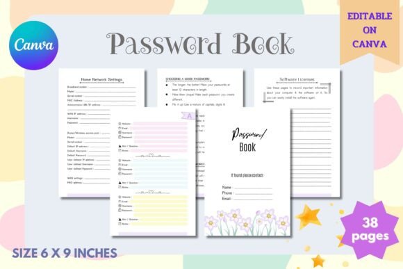 Password Log Book - Canva Template