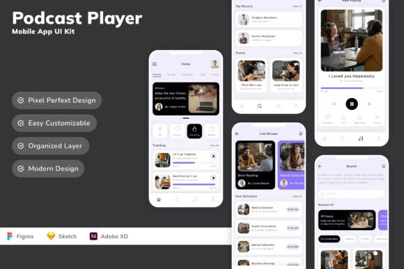Podcast Player Mobile App UI Kit