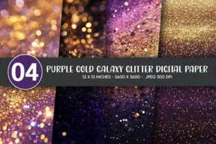 Purple Gold Galaxy Glitter Digital Paper Graphic by Artify Hub Studio ...