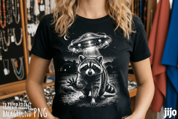 Raccoon Ufo Alien Spaceship PNG Grafika Projekty Koszulek Przez jijopero