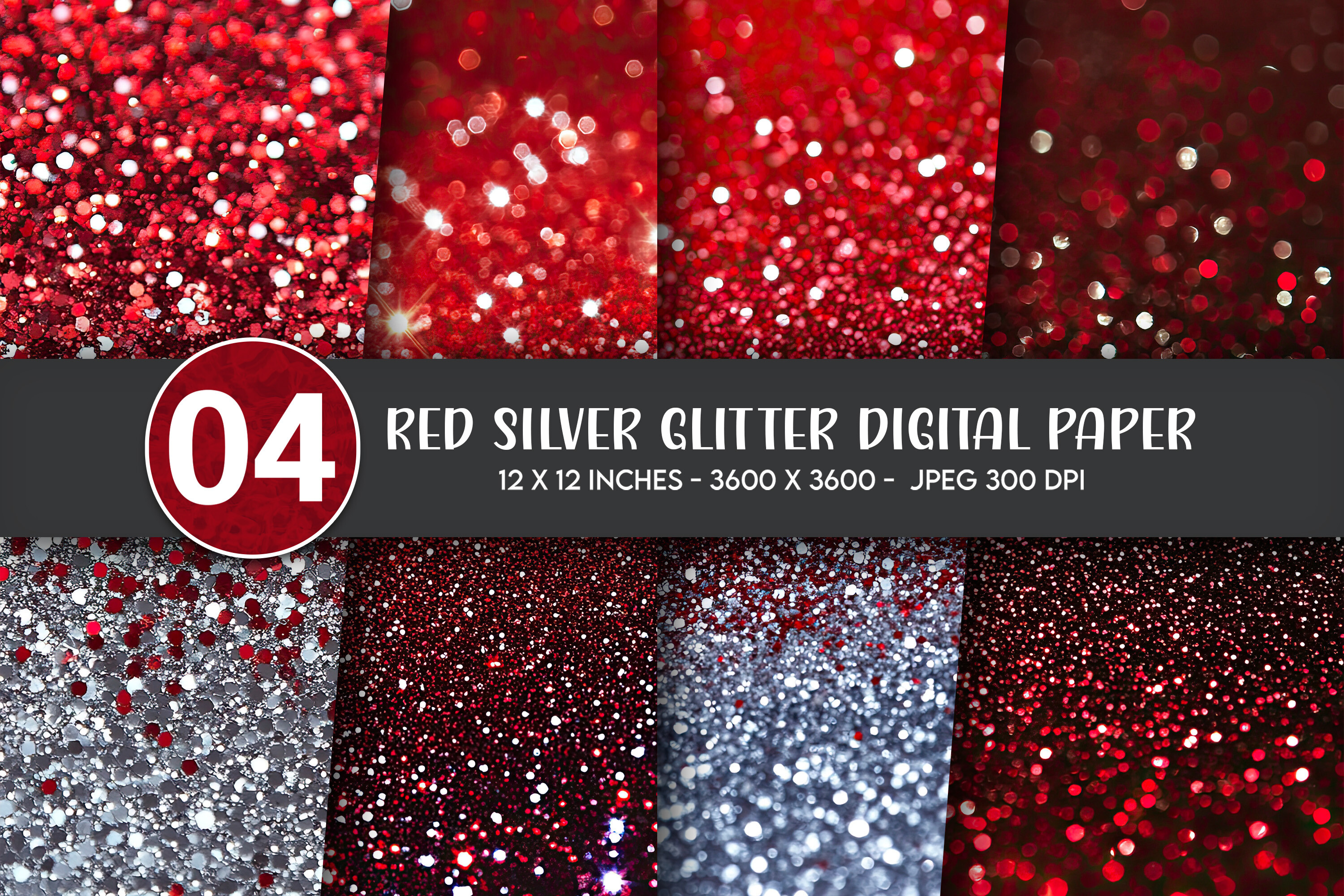Red Silver Glitter Digital Paper Graphic by Artify Hub Studio ...