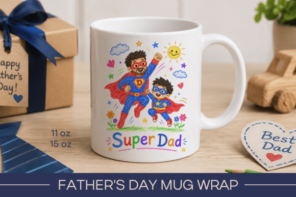 Super Dad Mug Wrap, Fathersd Aday Mug Graphic Crafts By KMarinaDesign