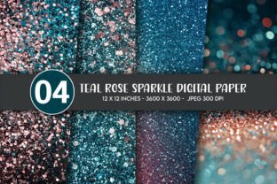 Teal Rose Sparkle Digital Paper Graphic by Artify Hub Studio · Creative ...