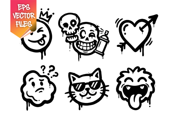 Urban Graffiti Character Icons – Cute Grafik Symbole Von sipanji figuree