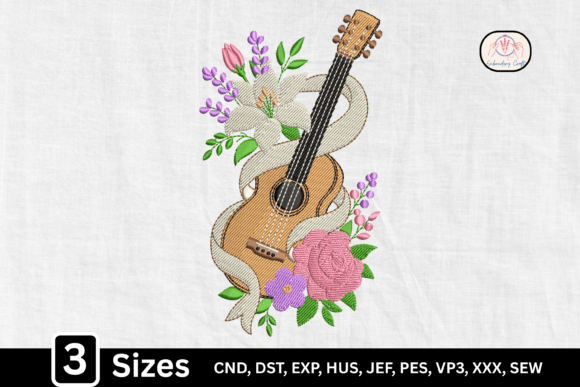 Vintage Music Floral Guitar