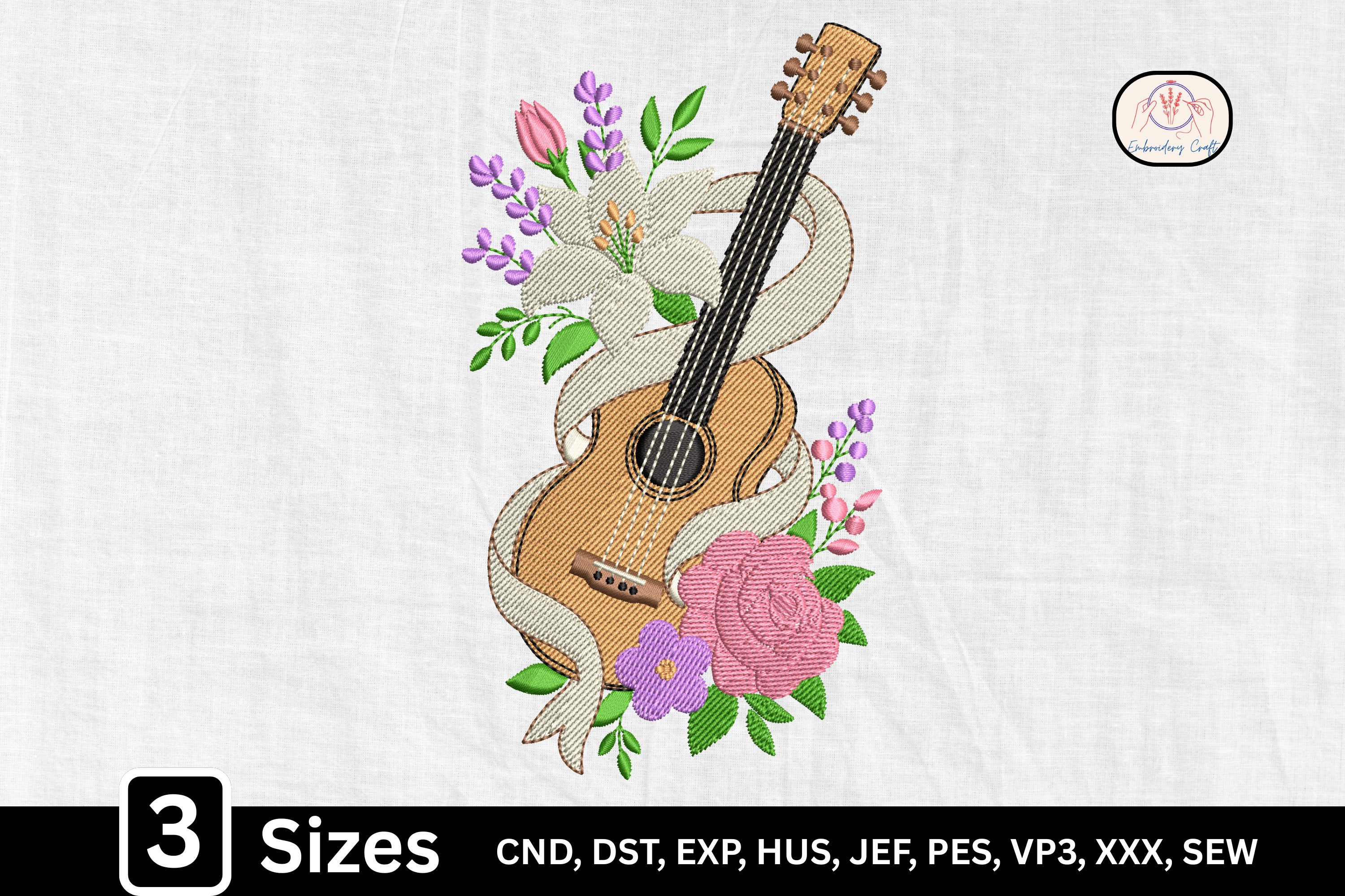 Vintage Music Floral Guitar