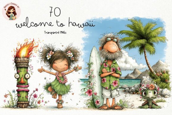 Whimsical Hawaii PNG Clipart Bundle Graphic Illustrations By Nicolle's Colorful Art