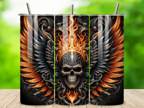 20 Oz Skull Ride Tumbler Wrap V.12