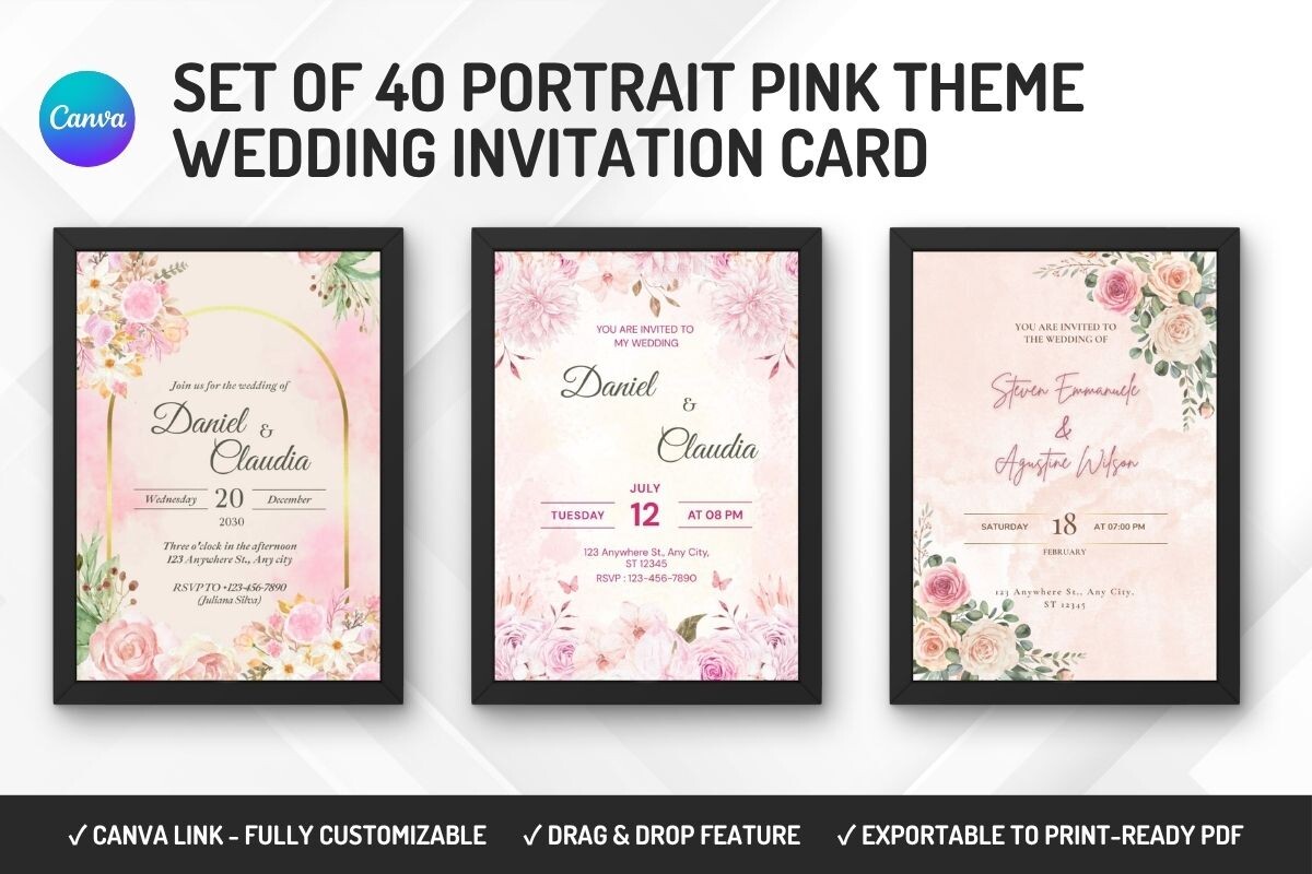 40 Wedding Invitation Canva Template
