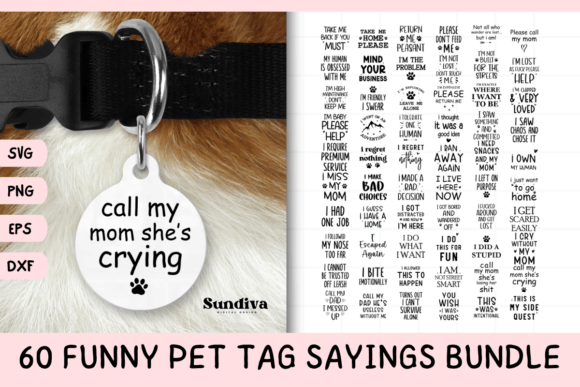60 Funny Pet Tag Sayings SVG Bundle