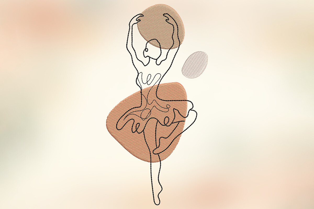 Abstract Line Ballerina Embroidery