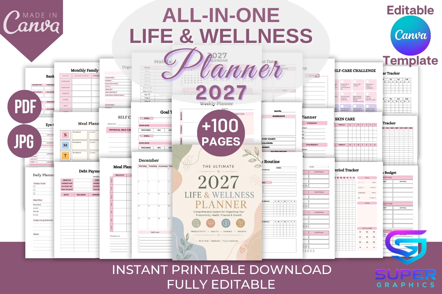 All-in-One Life & Wellness Planner Canva