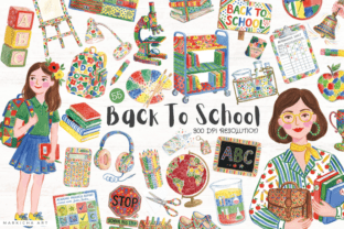 Back to School Supplies Clipart Graphic by Markicha Art · Creative Fabrica