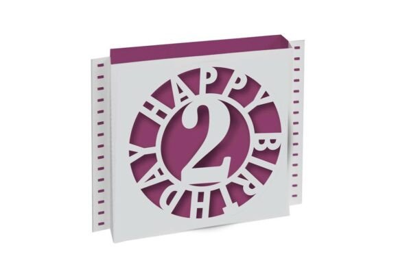 Birthday Shadow Box 3D Cutout Card Age 2