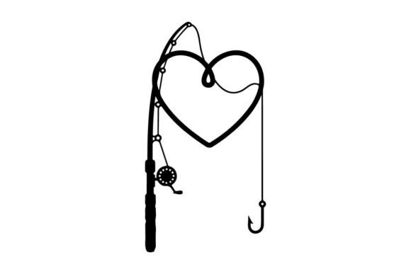 Black Metal Heart-shaped Fishing Lure Wi Graphic Illustrations By sctchcreations