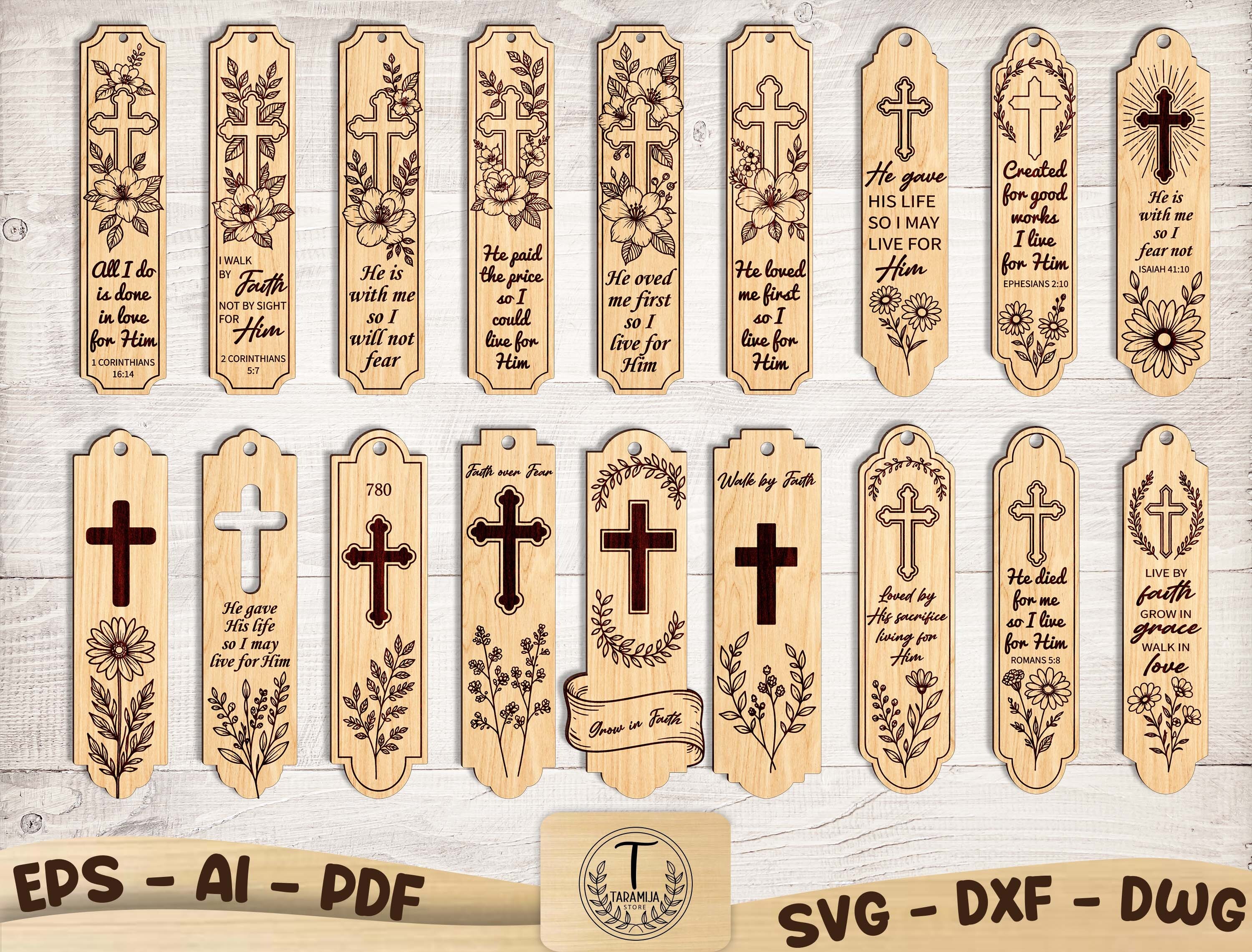 Layered Christian cross bookmark SVG laser cut