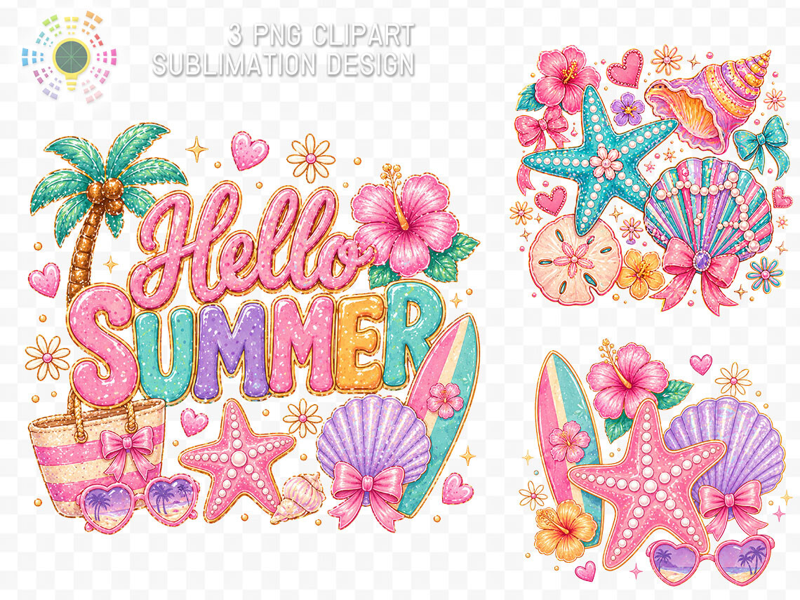 Cute Summer Beach Clipart PNG Bundle Graphic by MICON DESIGNS ...