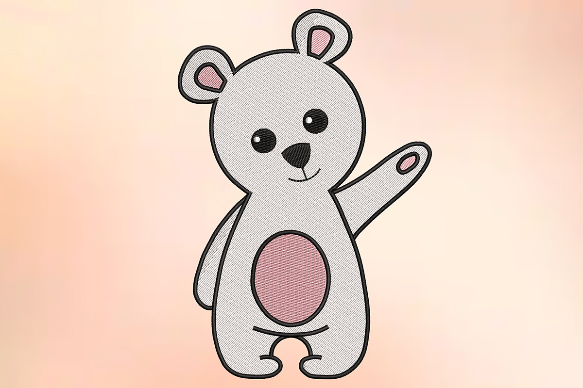 Cute Teddy Bear Embroidery Design