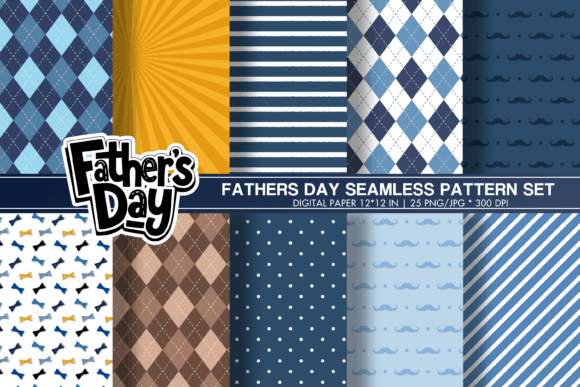 Fathers Day Pattern, Dad Digital Papers Graphic Patterns By cinthyajuin