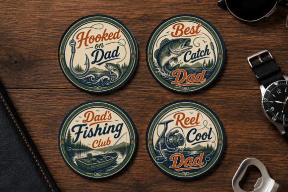 Fishing Dad Coaster, Fathers Day Coaster