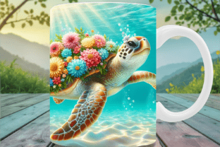 Floral Shell Fantasy Sea Turtle Mug Wrap Graphic by Moo Prints ...