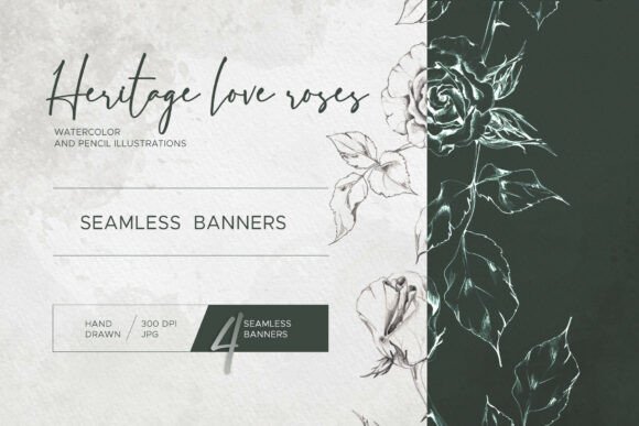 Heritage Tea Roses. Seamless Banners Graphic by msflaffy · Creative Fabrica