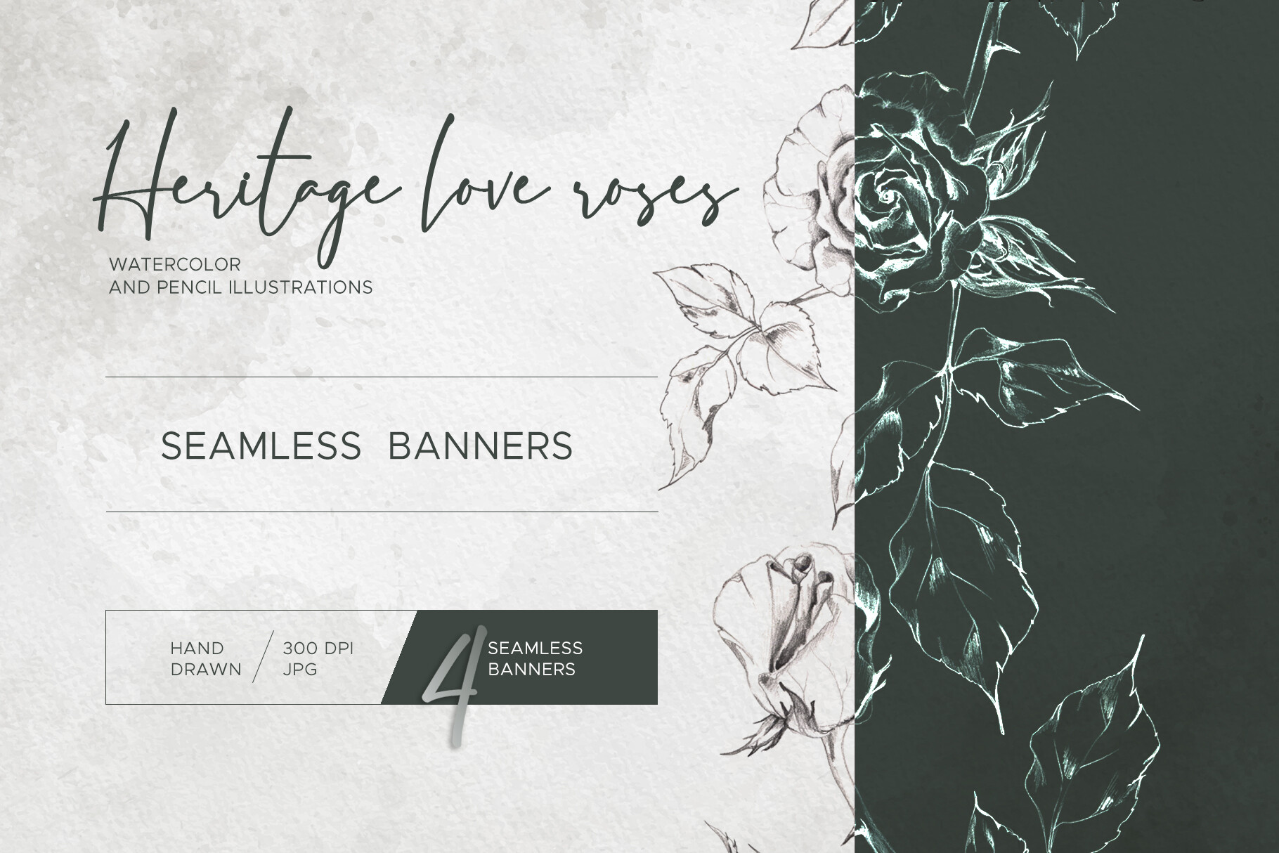 Heritage Tea Roses. Seamless Banners Graphic by msflaffy · Creative Fabrica