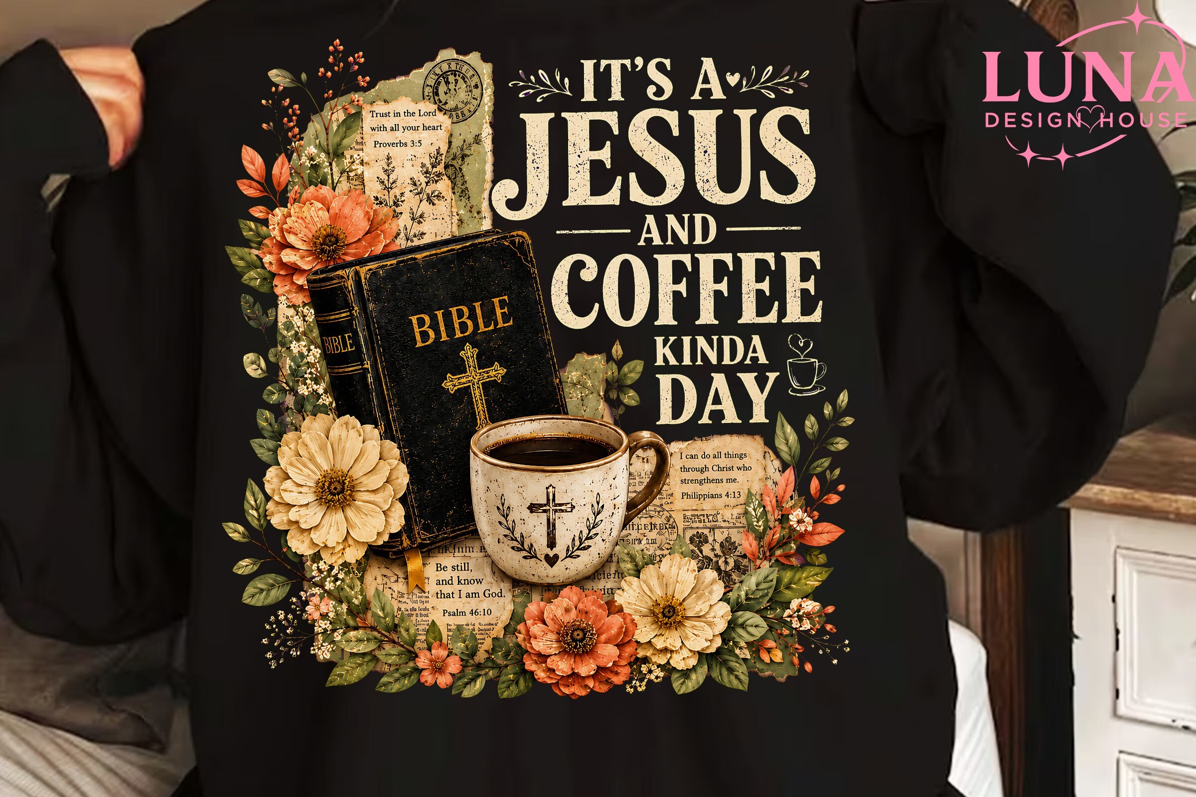Jesus and Coffee Kinda Day PNG Design Graphic by LunaDesignHouse ...