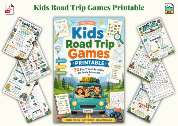Kids Road Trip Games Printable Graphic KDP Interiors By KDPLab