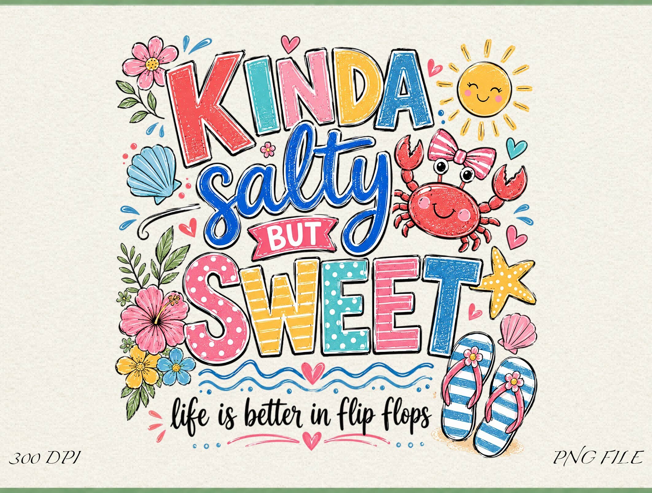 Kinda Salty but Sweet Summer PNG Graphic by WatercolorArt · Creative ...