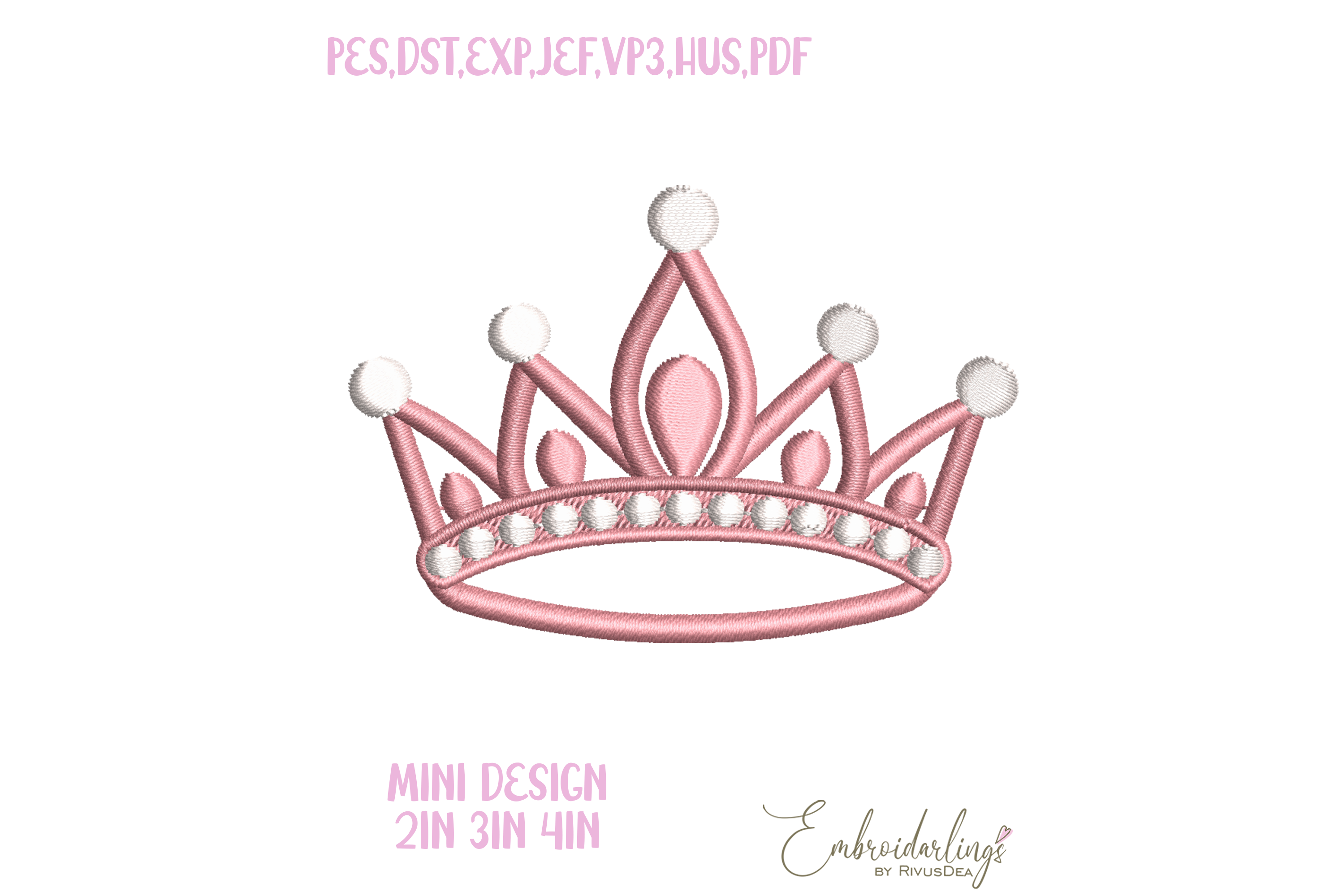 Mini Princess Crown Embroidery Design