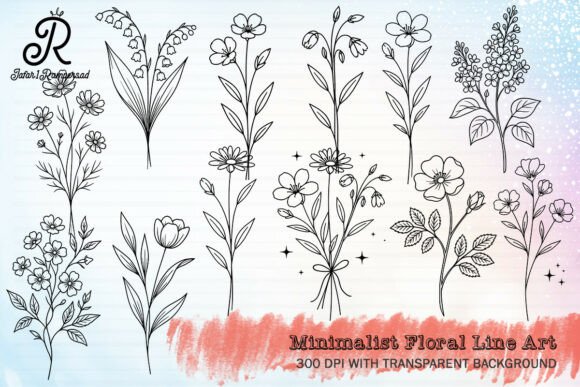 Minimalist Floral Line Art Clipart Graphic by Jafar1Rampersad ...