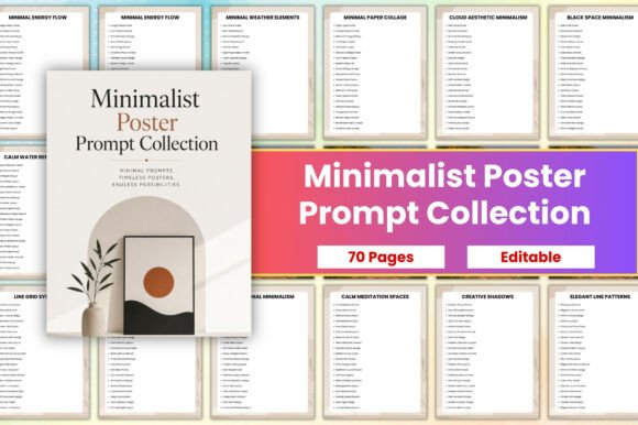Minimalist Poster Prompt Collection Gráfico Interiores KDP Por CreativeMela Studio