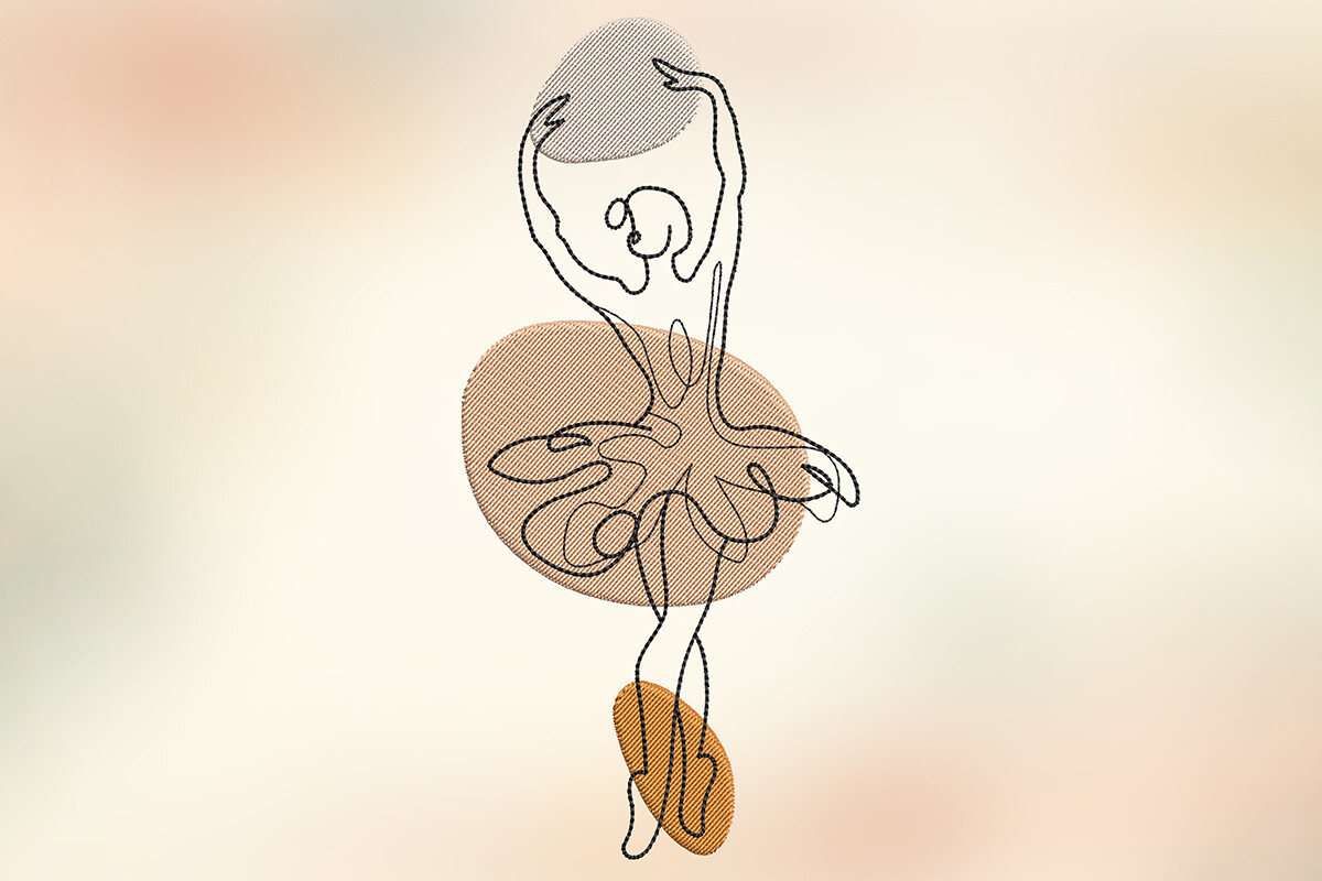 One Line Art Ballerina Embroidery