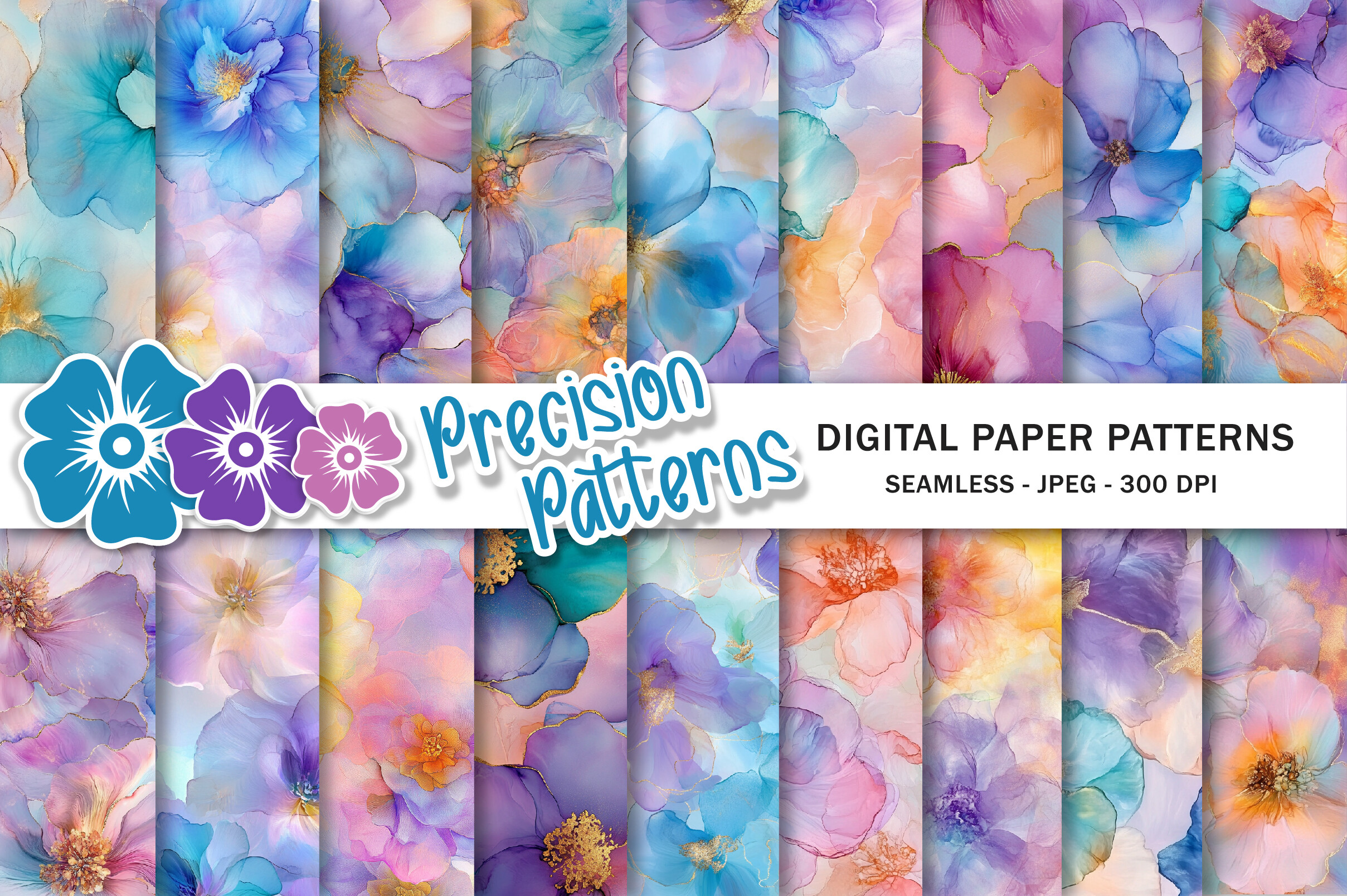 Pastel Alcohol Ink Flowers Backgrounds Graphic by Precision Patterns ...