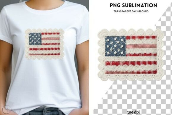 Patriotic Patchwork Flag PNG, USA Fabric