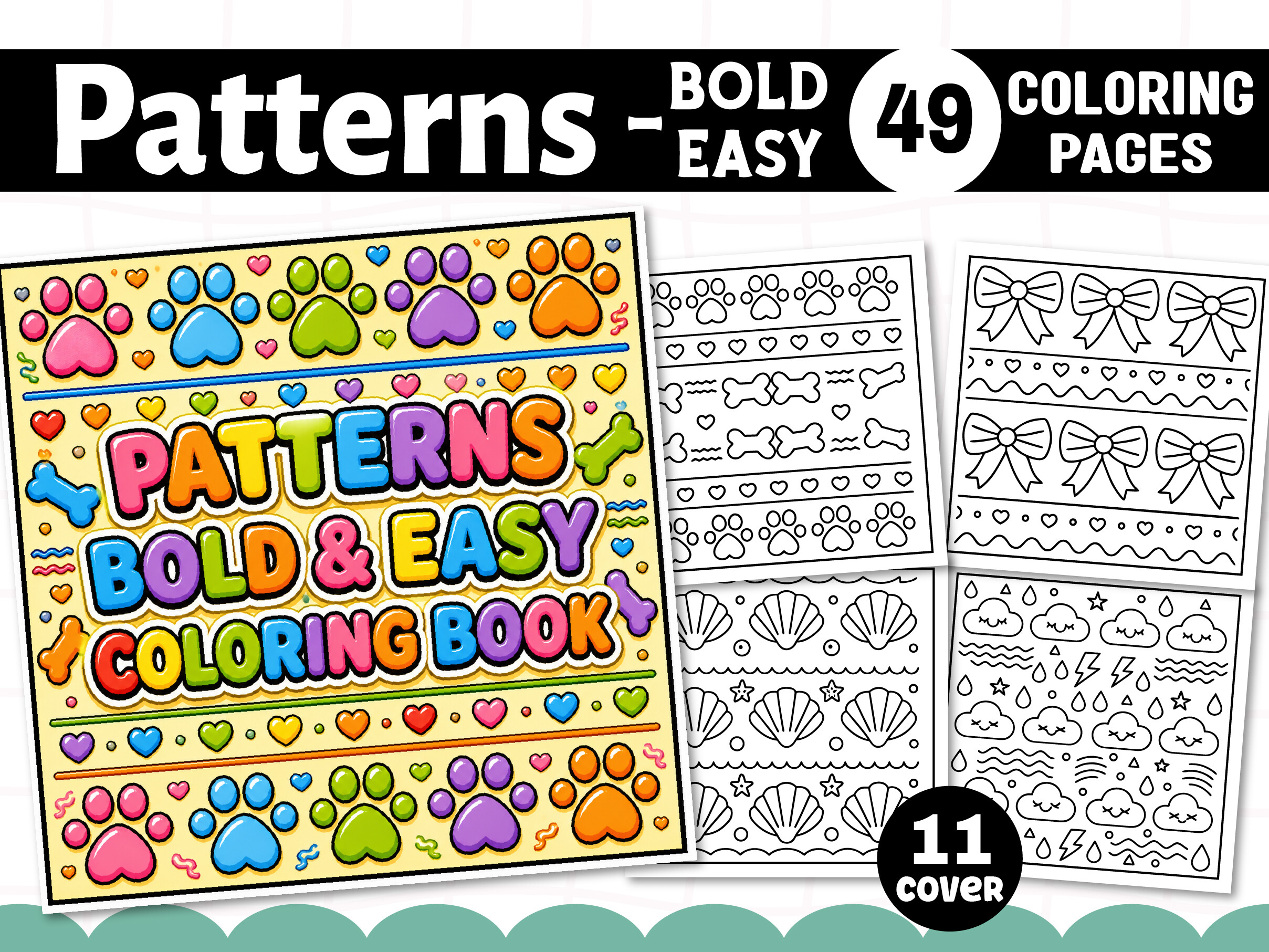Patterns Bold and Easy Coloring Book Graphic by KDP PRO DESIGN ...