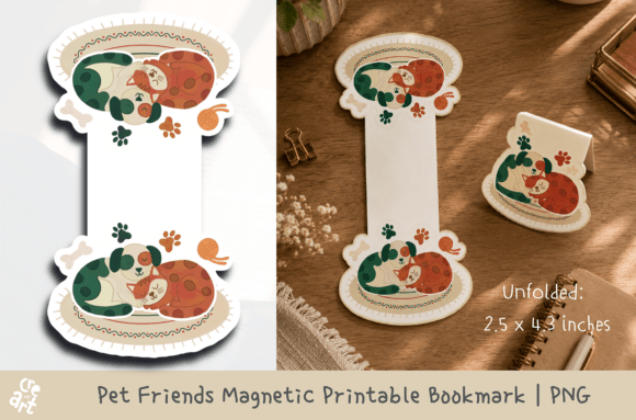 Pet Friends Magnetic Bookmark Printable