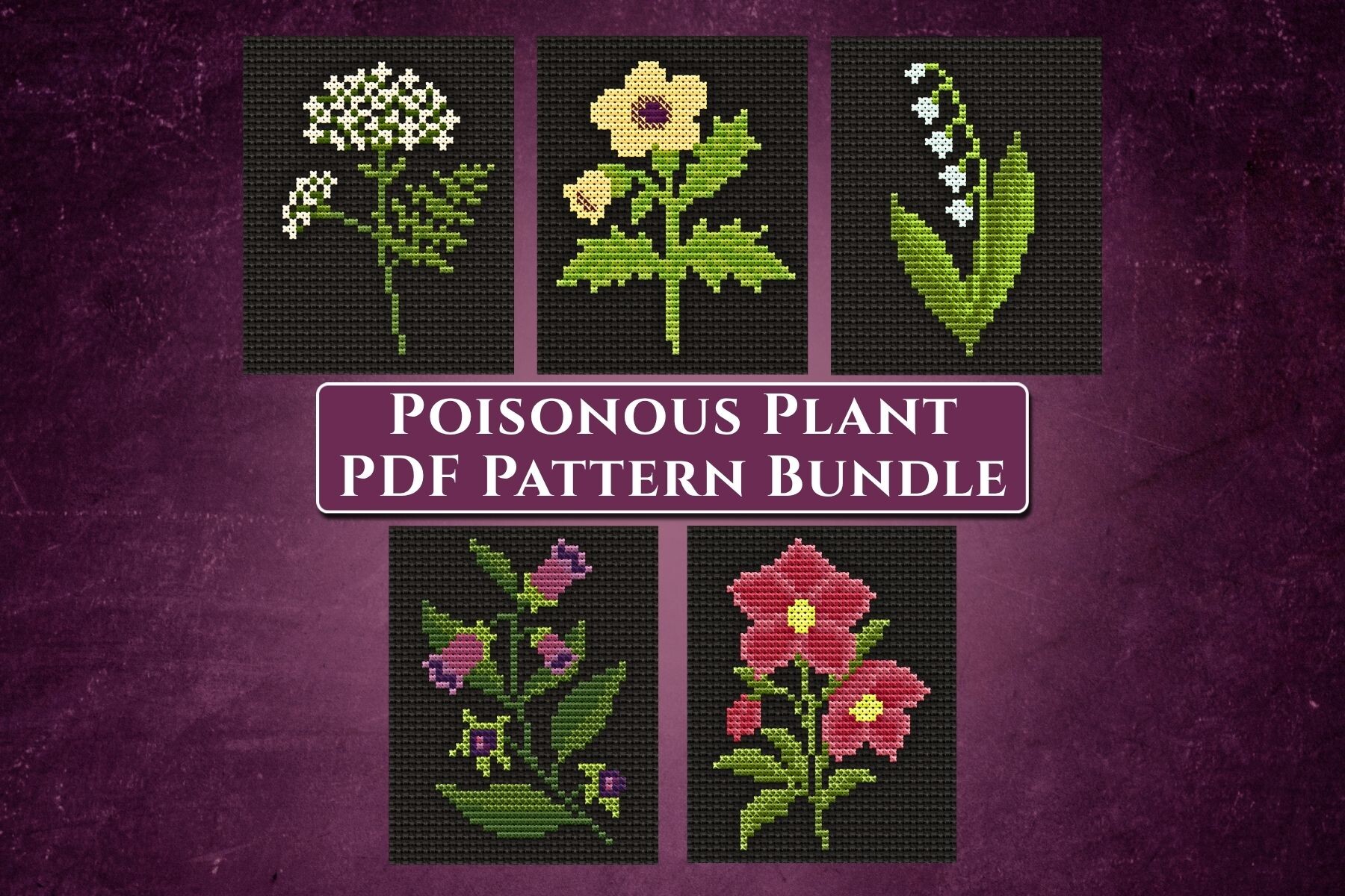 Poisonous Plant Cross Stitch Pattern Set