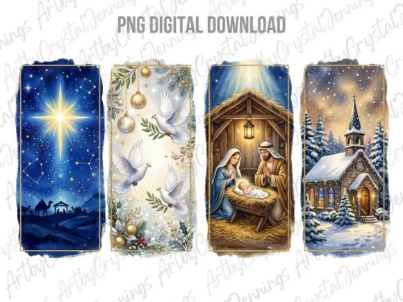 Religious Christmas Nativity Brushstroke