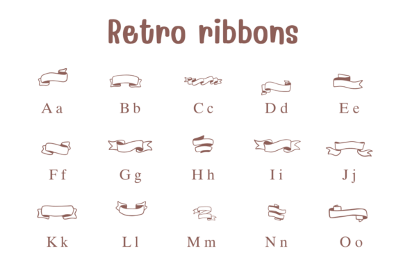 Retro Ribbons Font PNG with transparent background - Preview 1