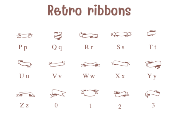 Retro Ribbons Font PNG with transparent background - Preview 2