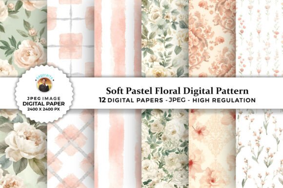 Soft Pastel Floral Digital Patterns