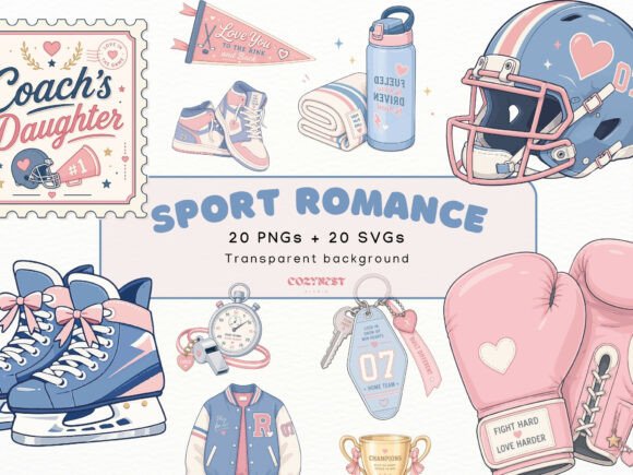 Sports Romance Cliparts, Bookish Hockey Graphic Illustrations By CozyNest Studio
